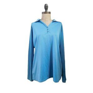 Antigua Size L Large Collared Vneck Long Sleeve Golf Active Top Sporty